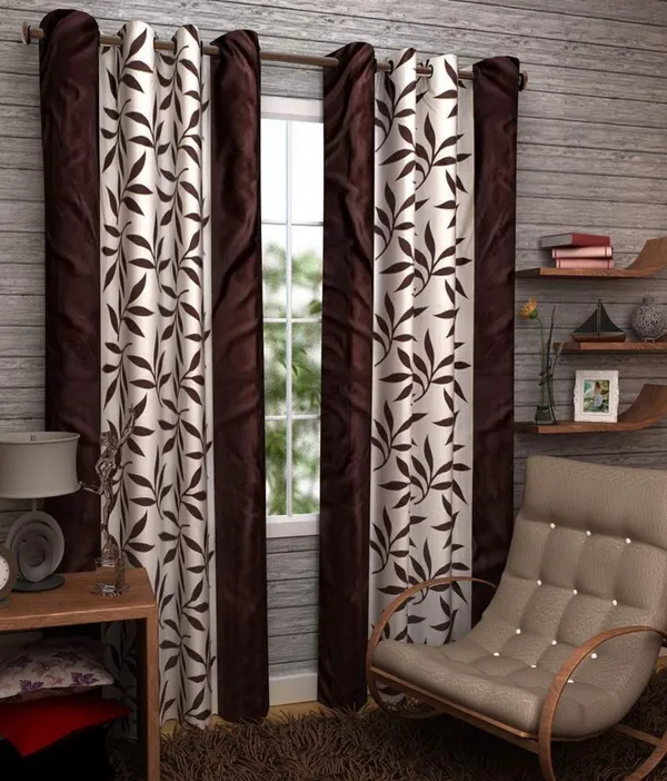 Pack_Of_2,_Brown,_Printed__Polyester_Semi_Transparent_Curtain