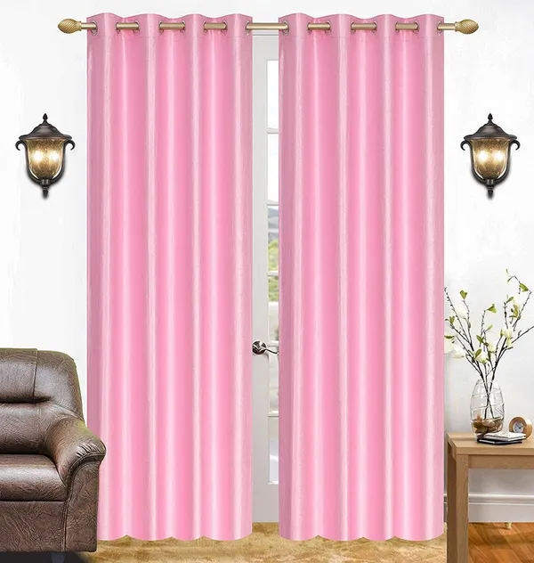 Pack_Of_2,_Pink,_Plain__Polyester_Semi_Transparent_Curtain