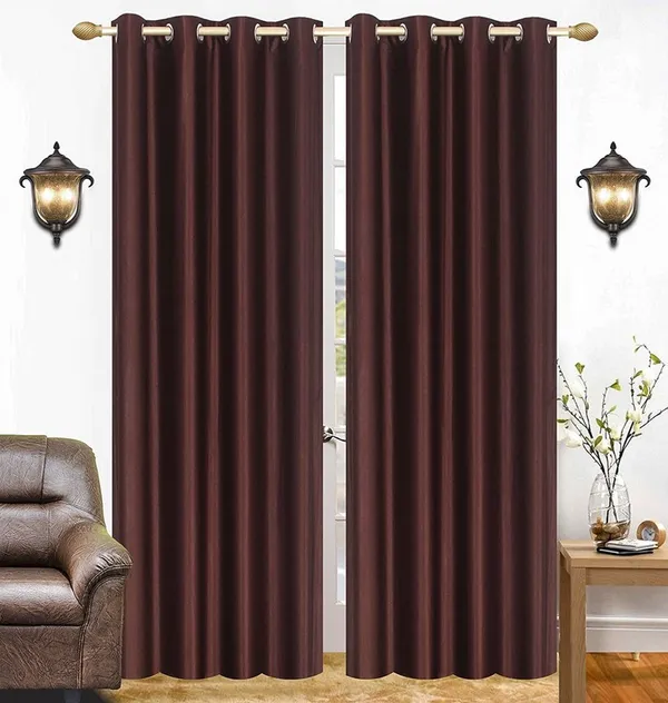 Pack_Of_2,_Brown,_Plain__Polyester_Semi_Transparent_Curtain