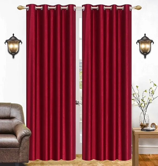 Pack_Of_2,_Maroon,_Plain__Polyester_Semi_Transparent_Curtain