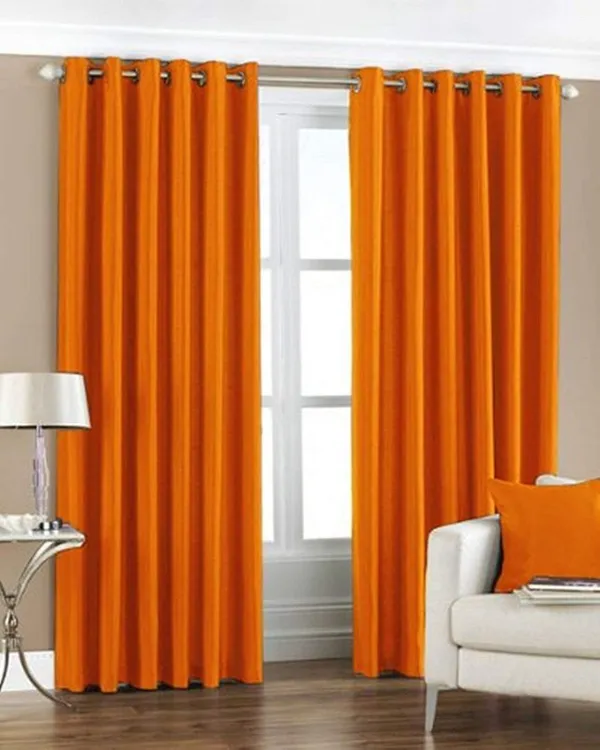 Pack_Of_2,_Orange,_Plain__Polyester_Semi_Transparent_Curtain