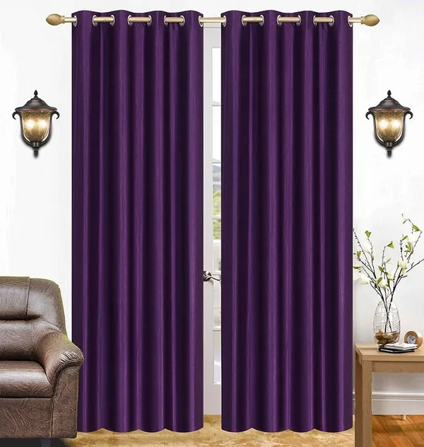 Pack_Of_2,_Purple,_Plain__Polyester_Semi_Transparent_Curtain