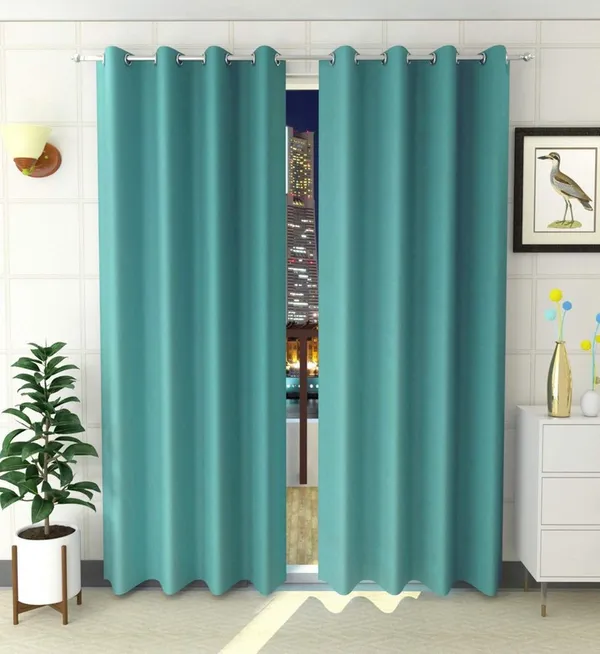 Pack_Of_2,_Blue,_Solid__Polyester_Semi_Transparent_Curtain