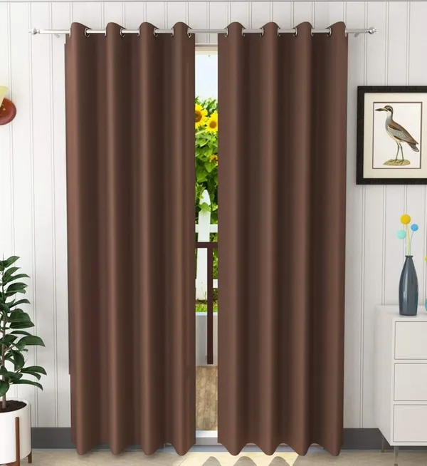 Pack_Of_2,_Brown,_Solid__Polyester_Semi_Transparent_Curtain