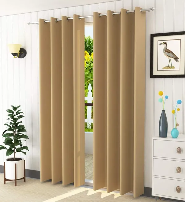Pack_Of_2,_Beige,_Solid__Polyester_Semi_Transparent_Curtain