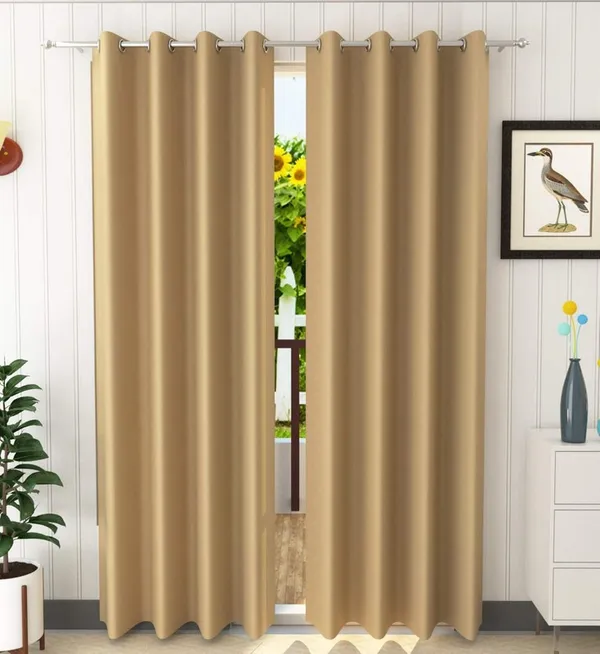 Pack_Of_2,_Beige,_Solid__Polyester_Semi_Transparent_Curtain