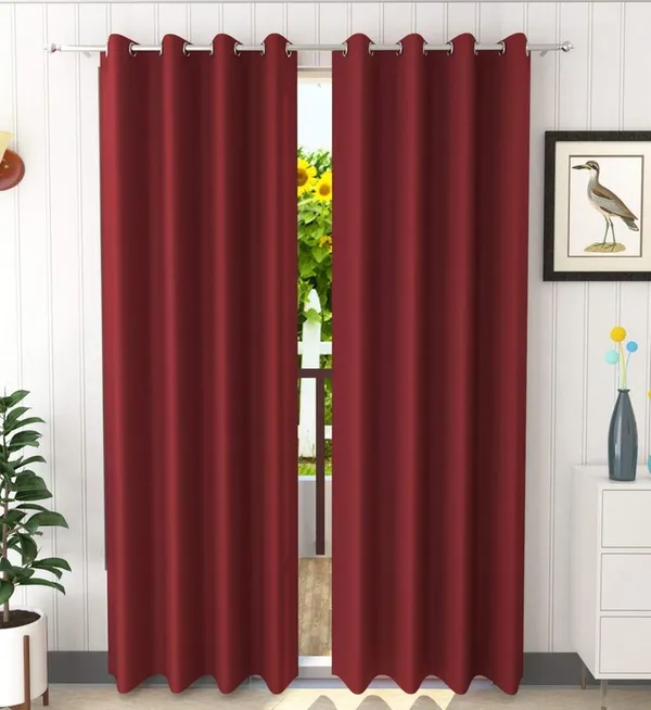 Pack_Of_2,_Maroon,_Solid__Polyester_Semi_Transparent_Curtain