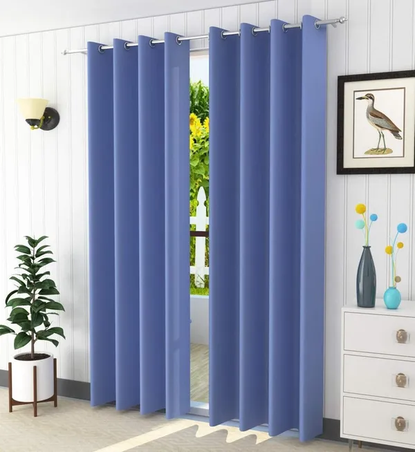 Pack_Of_2,_Blue,_Solid__Polyester_Semi_Transparent_Curtain
