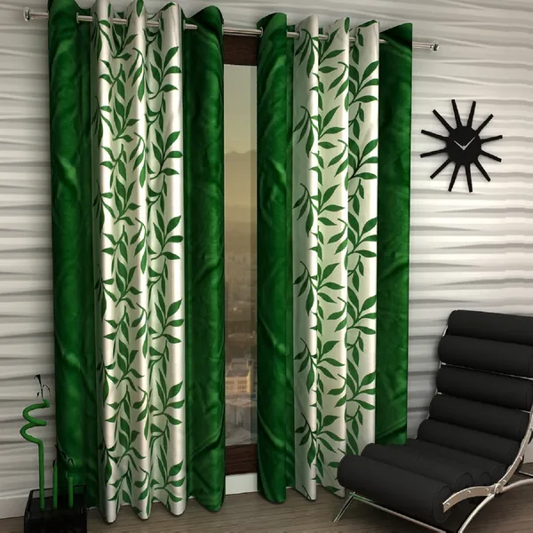 Pack_Of_2,_Green,_Printed__Polyester_Semi_Transparent_Curtain