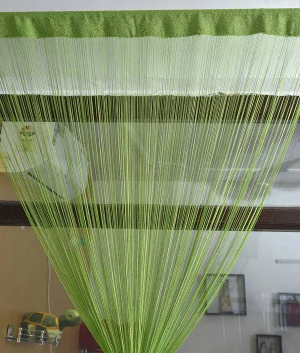 Pack_Of_2,_Green,_Self_Design__214_cm_7_ft_Polyester_Semi_Transparent_Door_Curtain