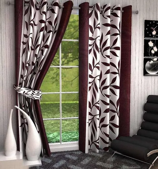 Pack_Of_2,_Brown,_Printed__Polyester_Semi_Transparent_Curtain