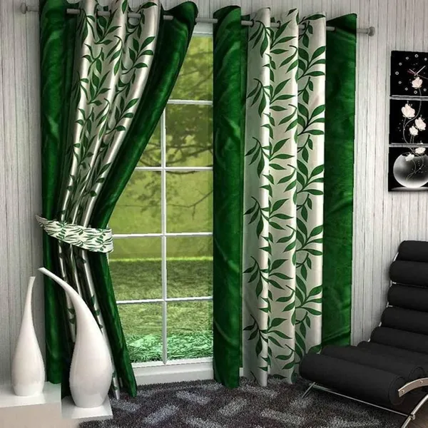 Pack_Of_2,_Green::White,_Printed__Polyester_Semi_Transparent_Curtain