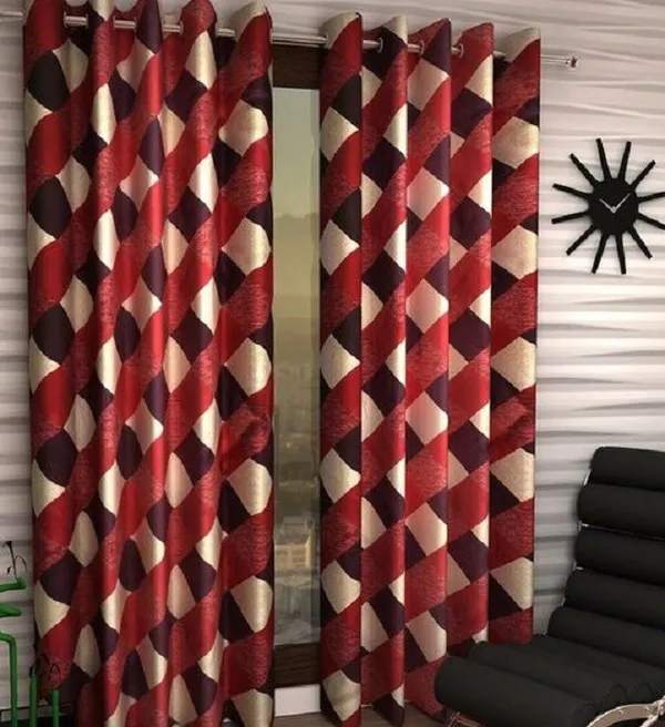 Pack_Of_2,_Red::White,_Geometric__210_cm_7_ft_Polyester_Semi_Transparent_Door_Curtain