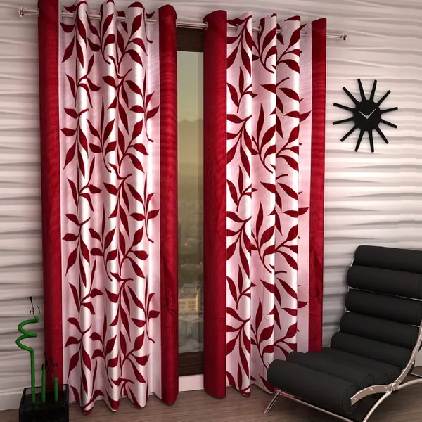 Pack_Of_2,_Maroon,_Printed__Polyester_Semi_Transparent__Curtain