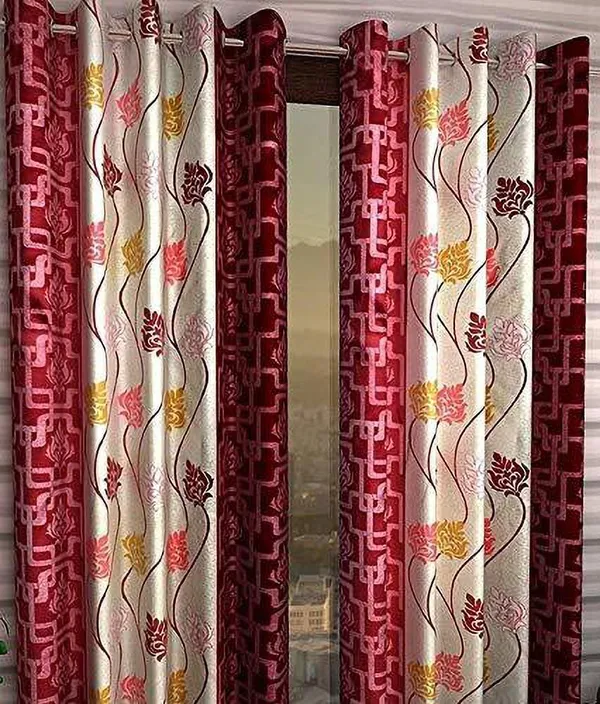 Pack_Of_2,_Maroon,_Printed__150_cm_5_ft_Polyester_Semi_Transparent_Window_Curtain