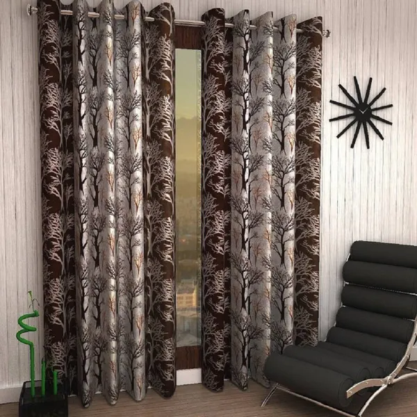 Pack_Of_2,_Brown,_Floral__Wacky_153_cm_5_ft_Polyester_Semi_Transparent_Window_Curtain