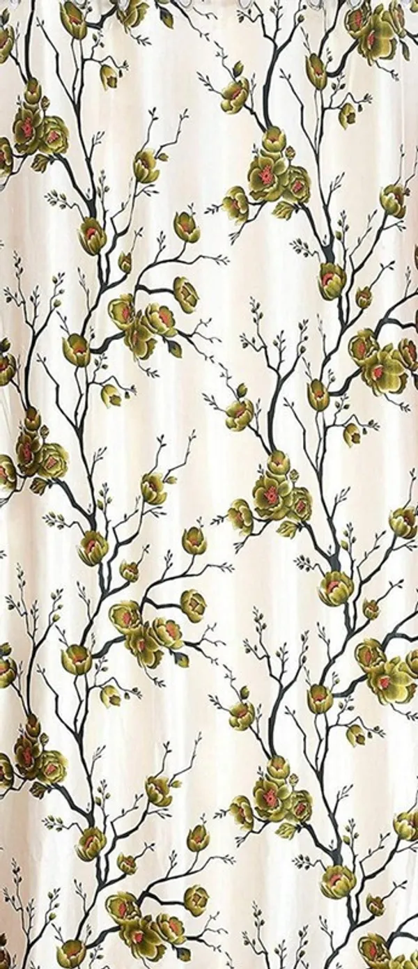 Pack_Of_2,_Green,_Floral__Polyester_Semi_Transparent_Curtain