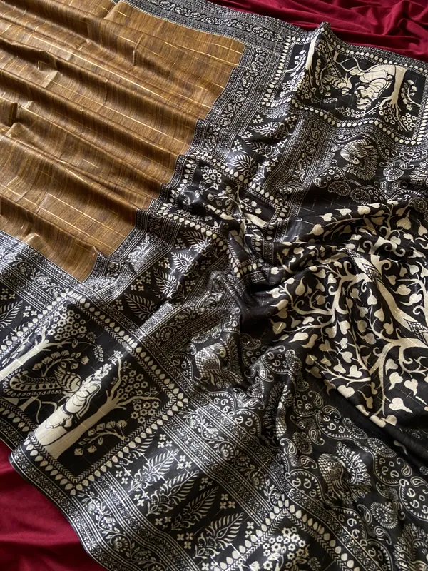 Mridula_Mustard_–_Soft_Diwali_Special_|_Soft_Semi_Tussar_Silk_Saree_with_Digital_Print,_Border_&_Contrast_Print_Blouse_with_Tassels