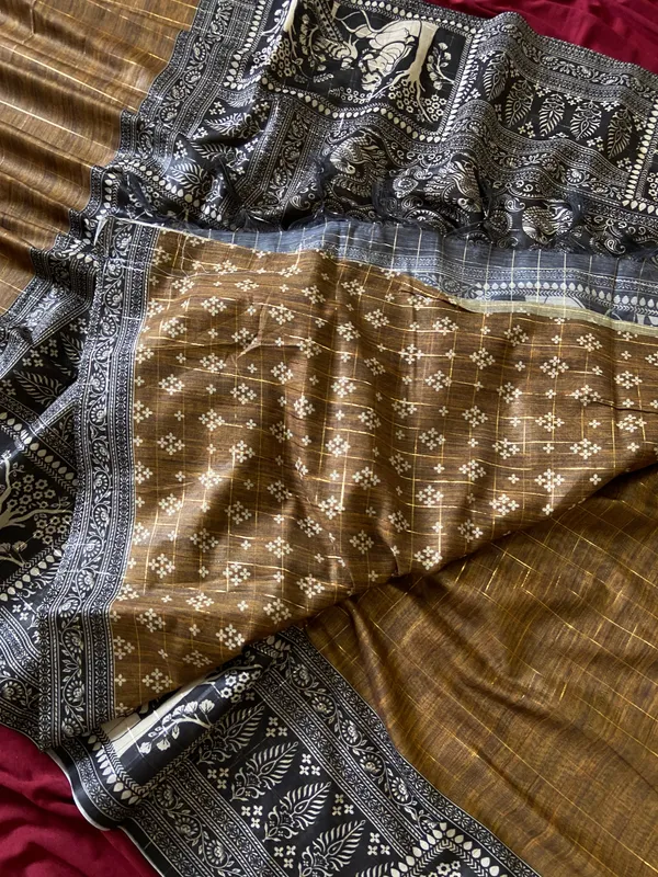 Mridula_Mustard_–_Soft_Diwali_Special_|_Soft_Semi_Tussar_Silk_Saree_with_Digital_Print,_Border_&_Contrast_Print_Blouse_with_Tassels