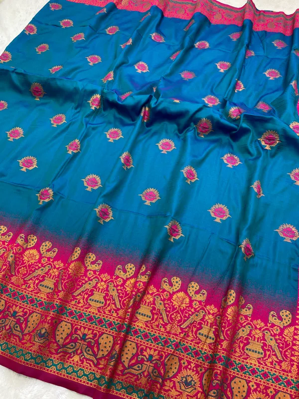 Premium_Soft_Paithani_Silk_sarees_With_Beautiful_Weaving_Pattern_With_Attractive_Rich_Pallu_And_Border_And_Weaving_Blouse_With_Tassels