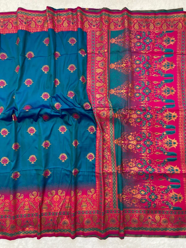 Premium_Soft_Paithani_Silk_sarees_With_Beautiful_Weaving_Pattern_With_Attractive_Rich_Pallu_And_Border_And_Weaving_Blouse_With_Tassels