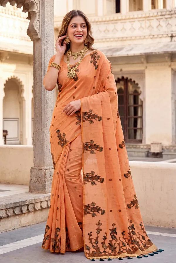 Amrusha_Orange_–_Floral_Pallu_Wedding_Special_|_Premium_Soft_Muga_Cotton_Saree_with_Colourful_Resham_Weaving_Flower_Design_Pallu