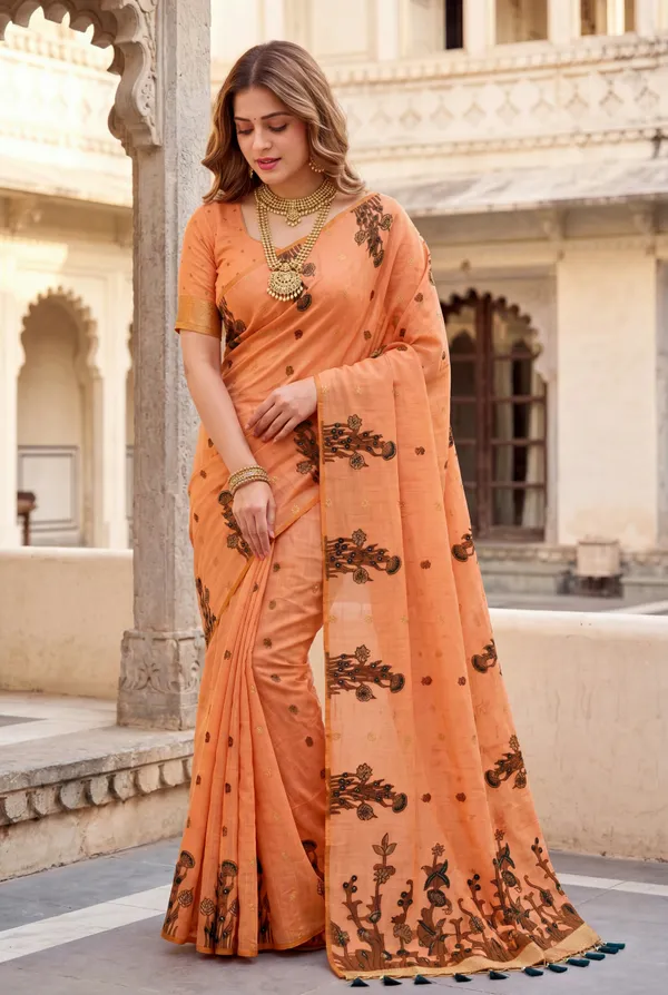 Amrusha_Orange_–_Floral_Pallu_Wedding_Special_|_Premium_Soft_Muga_Cotton_Saree_with_Colourful_Resham_Weaving_Flower_Design_Pallu
