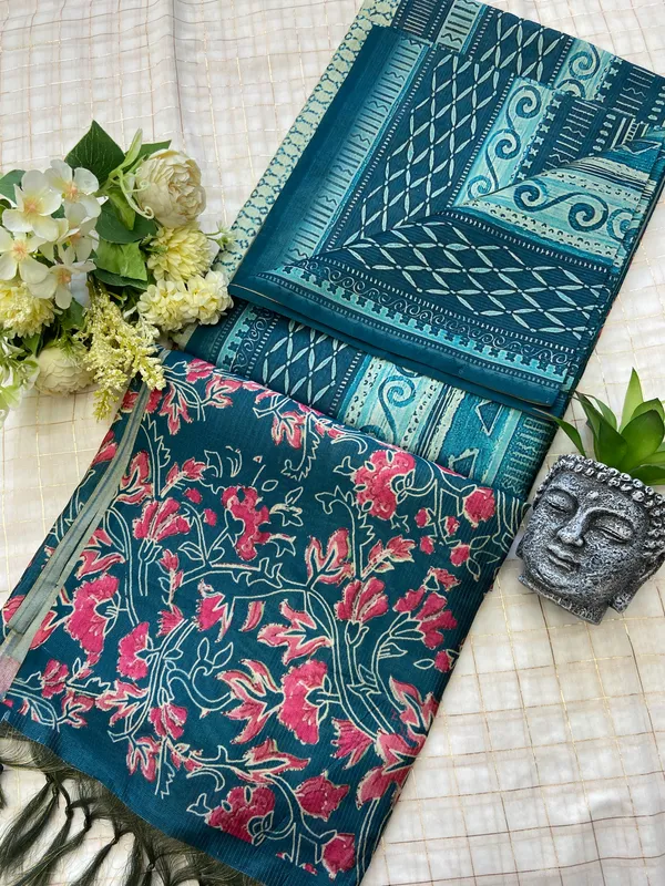 Aria_Rama_Green_–_Melodic_Navratri_Special_|_Soft_Tussar_Silk_Saree_with_Digital_Print,_Zari_Line_Saree_&_Digital_Print_Blouse_with_Tassels