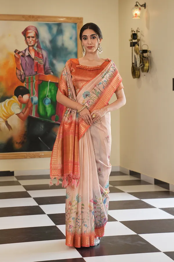 Soft_Tissue_Silk_sarees_with_Beautiful_Digital_Print_With_Attractive_Border_&_Rich_Pallu_With_Sequence_And_Contrast_Print_Blouse_With_Tassels