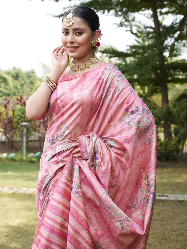 Nagma_Pink_–_Melodic_Navratri_Special_|_Soft_Tussar_Silk_Saree_with_Digital_Print,_Zari_Line_Saree_&_Digital_Print_Blouse_with_Tassels