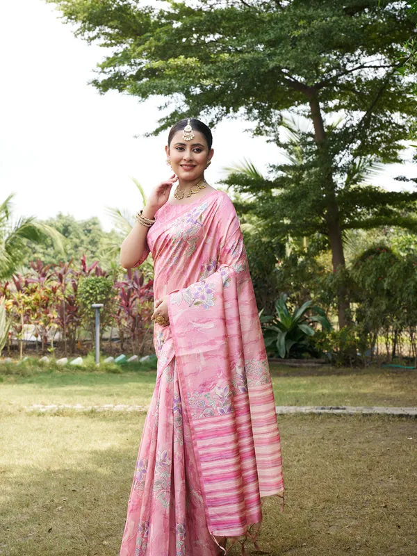 Nagma_Pink_–_Melodic_Navratri_Special_|_Soft_Tussar_Silk_Saree_with_Digital_Print,_Zari_Line_Saree_&_Digital_Print_Blouse_with_Tassels