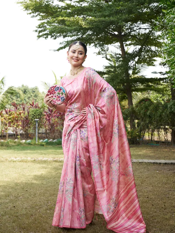 Nagma_Pink_–_Melodic_Navratri_Special_|_Soft_Tussar_Silk_Saree_with_Digital_Print,_Zari_Line_Saree_&_Digital_Print_Blouse_with_Tassels