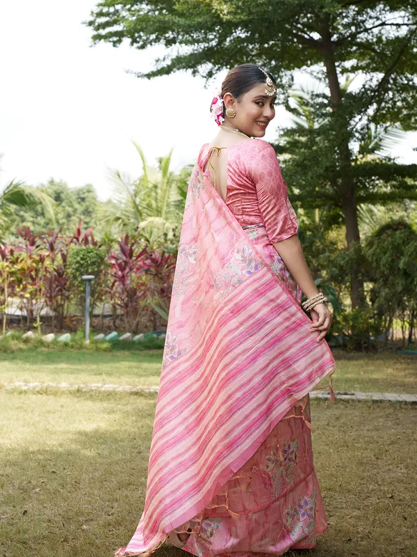 Nagma_Pink_–_Melodic_Navratri_Special_|_Soft_Tussar_Silk_Saree_with_Digital_Print,_Zari_Line_Saree_&_Digital_Print_Blouse_with_Tassels