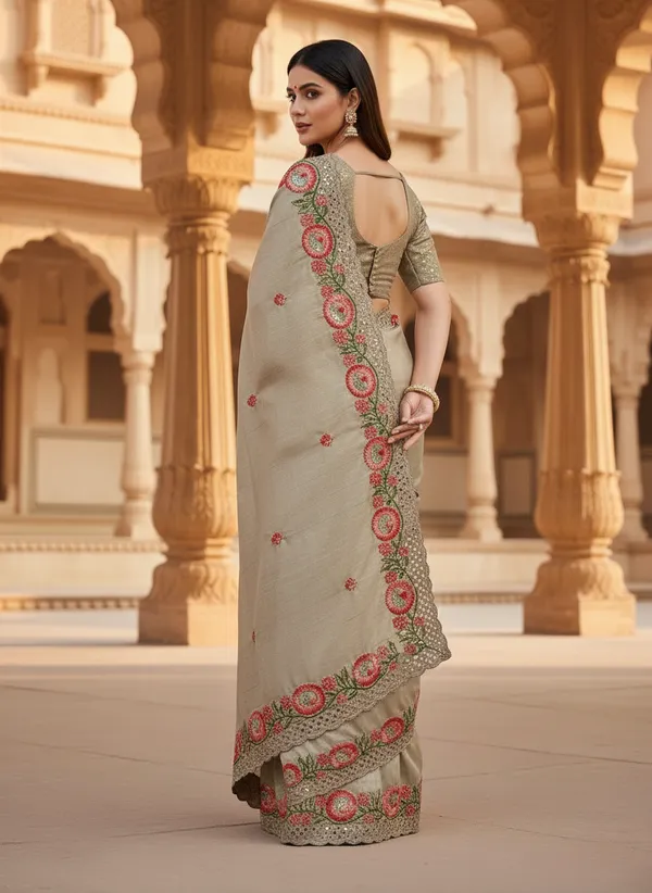 Heavy_Tussar_Silk_sarees_with_Beautiful_Embroidery_&_Sequence_Work_With_Attractive_Cutwork_Border_And_Heavy_Embroidery_&_Sequence_Work_Running_Blouse