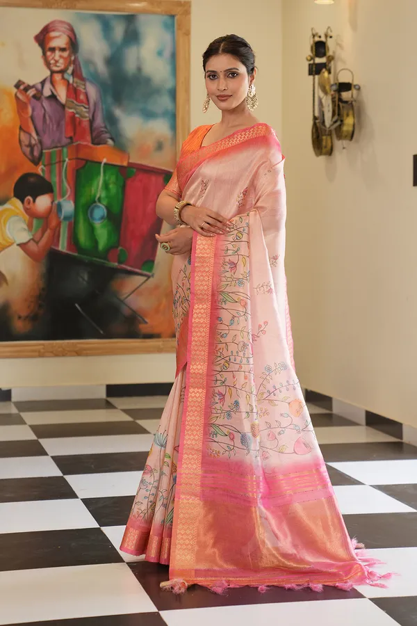Aarohi_Pink_–_Rising_Diwali_Special_|_Soft_Tissue_Silk_Saree_with_Digital_Print,_Border_&_Rich_Pallu,_Sequence_&_Contrast_Print_Blouse_with_Tassels