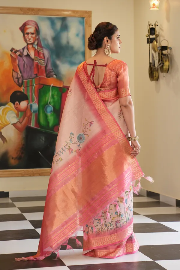 Aarohi_Pink_–_Rising_Diwali_Special_|_Soft_Tissue_Silk_Saree_with_Digital_Print,_Border_&_Rich_Pallu,_Sequence_&_Contrast_Print_Blouse_with_Tassels