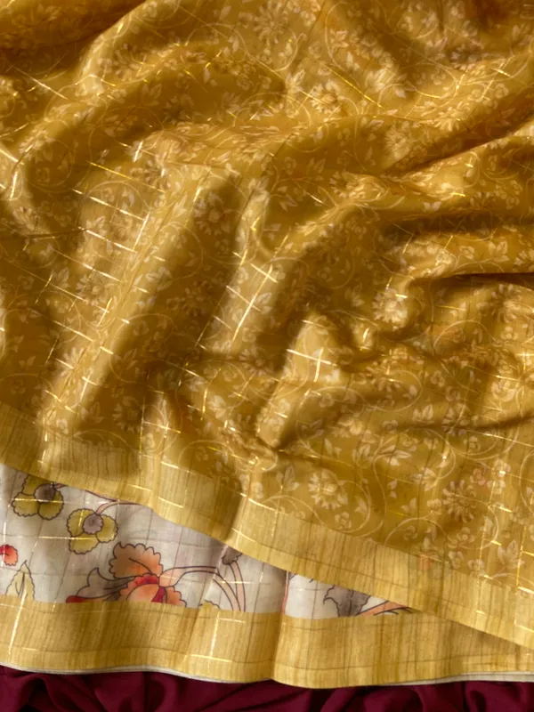 Chandrika_Yellow_–_Moonlit_Diwali_Special_|_Soft_Semi_Tussar_Silk_Saree_with_Digital_Print,_Border_&_Contrast_Print_Blouse_with_Tassels