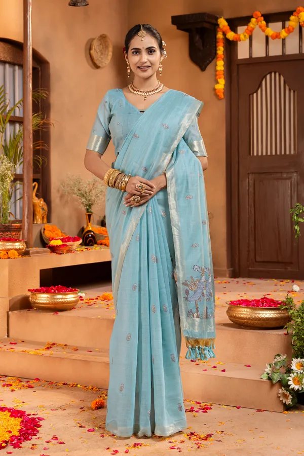 Kashish_Sky_Blue_–_Alluring_Wedding_Special_|_Premium_Soft_Muga_Cotton_Saree_with_Colourful_Resham_Weaving_Peacock_Design_Pallu