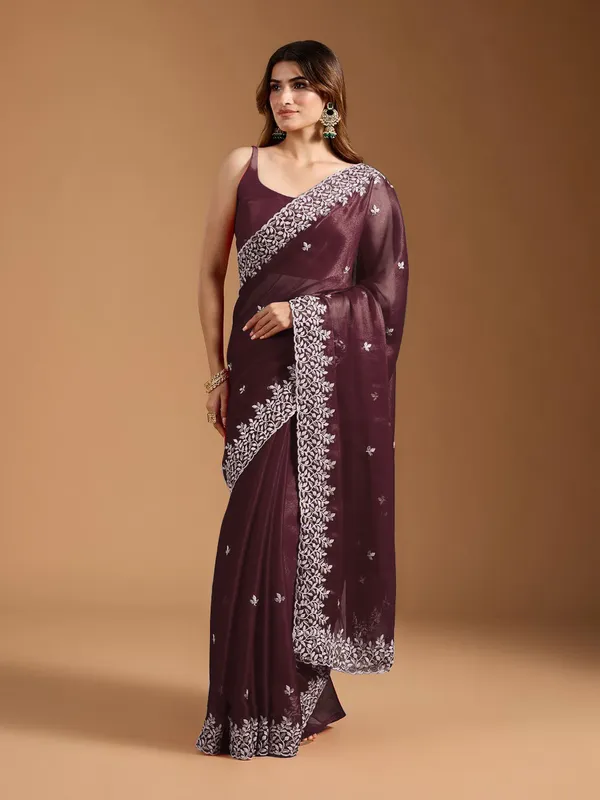 Shimmer_Sitara_Fabric_sarees_with_Beautiful_Embroidery_&_Sequence_Work_With_Attractive_Cutwork_Border