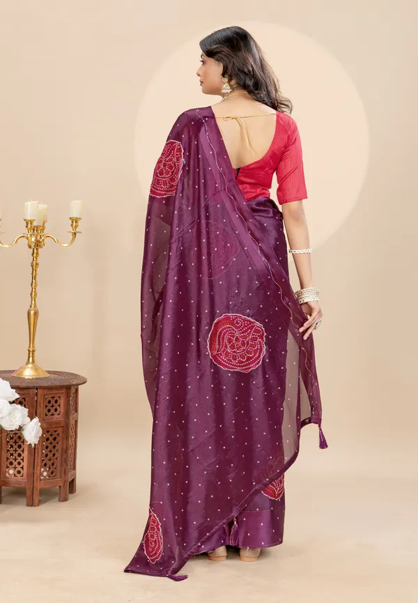 Soft_Chinon_Silk_sarees_with_Beautiful_Bandhani_Print_With_Attractive_Handwork_And_Mono_Fabric_Blouse_With_Tassels_in_new_styles_n_new_look