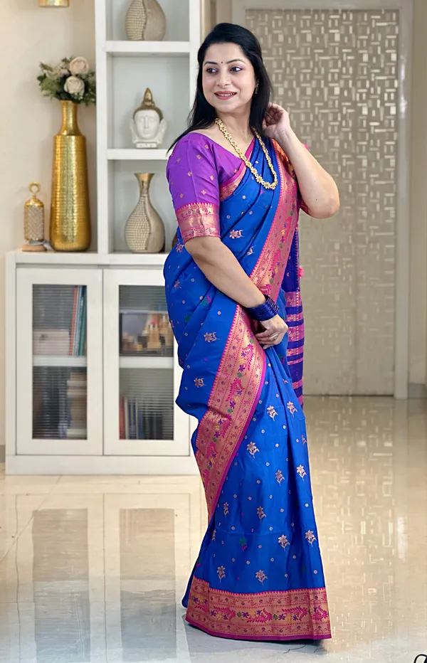 Premium_Soft_Paithani_Silk_sarees_With_Beautiful_Weaving_Pattern_With_Attractive_Rich_Pallu_And_Border_And_Weaving_Blouse_With_Tassels