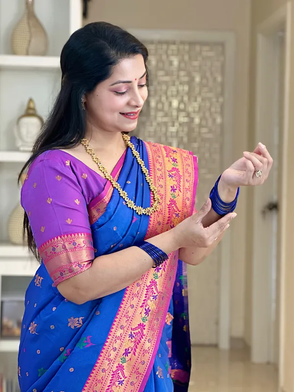 Premium_Soft_Paithani_Silk_sarees_With_Beautiful_Weaving_Pattern_With_Attractive_Rich_Pallu_And_Border_And_Weaving_Blouse_With_Tassels