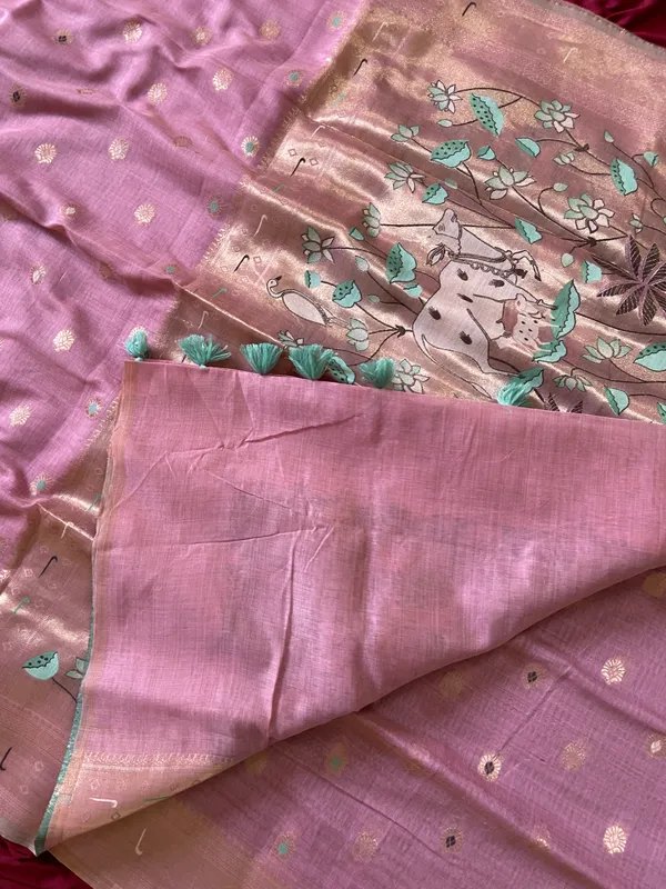 Pallavi_Neon_Pink_–_Cow_Pallu_Wedding_Special_|_Premium_Soft_Muga_Cotton_Paithani_Saree_with_Colourful_3D_Woven_Cow_Design_Pallu