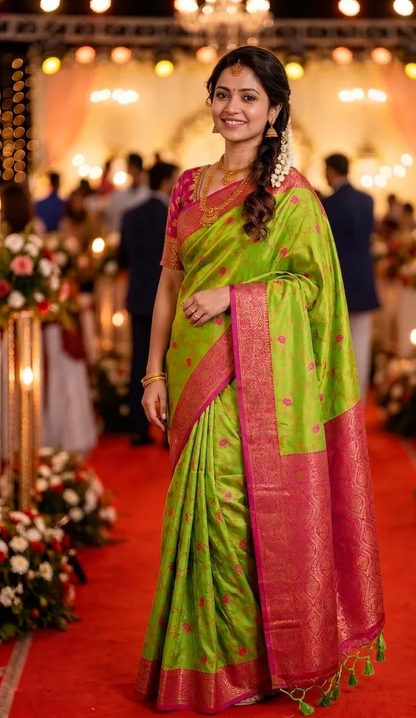 Gunjal_Parrot_Green_–_Wedding_Special_|_Premium_Soft_Paithani_Silk_Saree_with_Weaving_Pattern,_Rich_Pallu_&_Border_&_Weaving_Blouse_with_Tassels