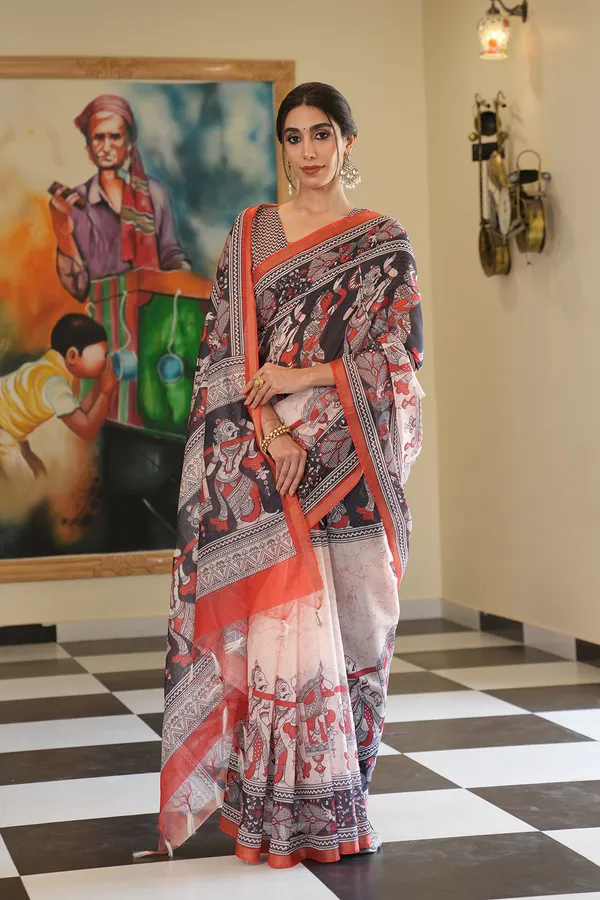 Radha_Rani_Red_–_Zari_Line_Aesthetic_Edit_for_You_|_Soft_Chanderi_Cotton_Saree_with_Digital_Print,_Zari_Line_Saree_&_Digital_Print_Blouse_with_Tassels