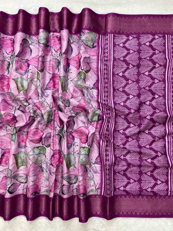 Soft_Kota_sarees_with_Beautiful_Print_With_Attractive_Pallu_And_Contrast_Print_Blouse_With_Tassels