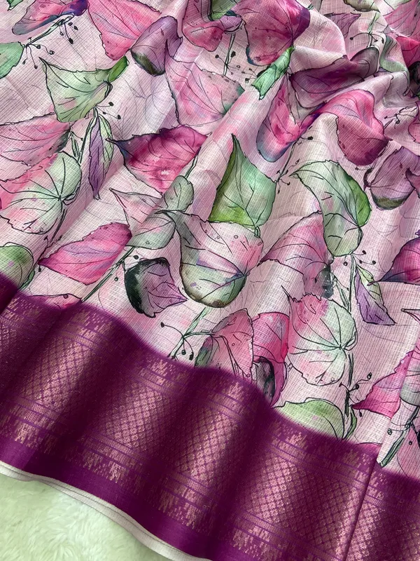 Soft_Kota_sarees_with_Beautiful_Print_With_Attractive_Pallu_And_Contrast_Print_Blouse_With_Tassels