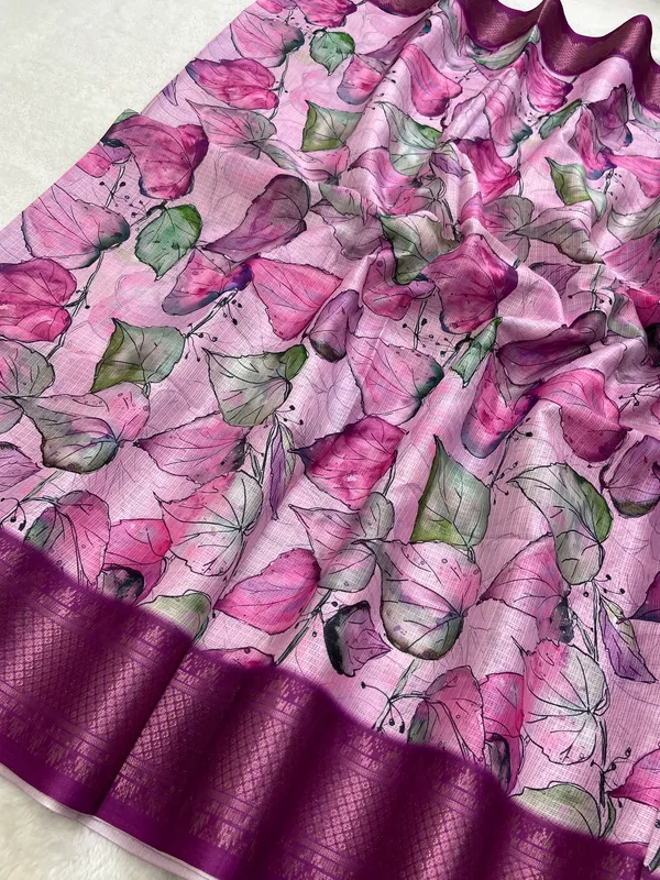 Soft_Kota_sarees_with_Beautiful_Print_With_Attractive_Pallu_And_Contrast_Print_Blouse_With_Tassels
