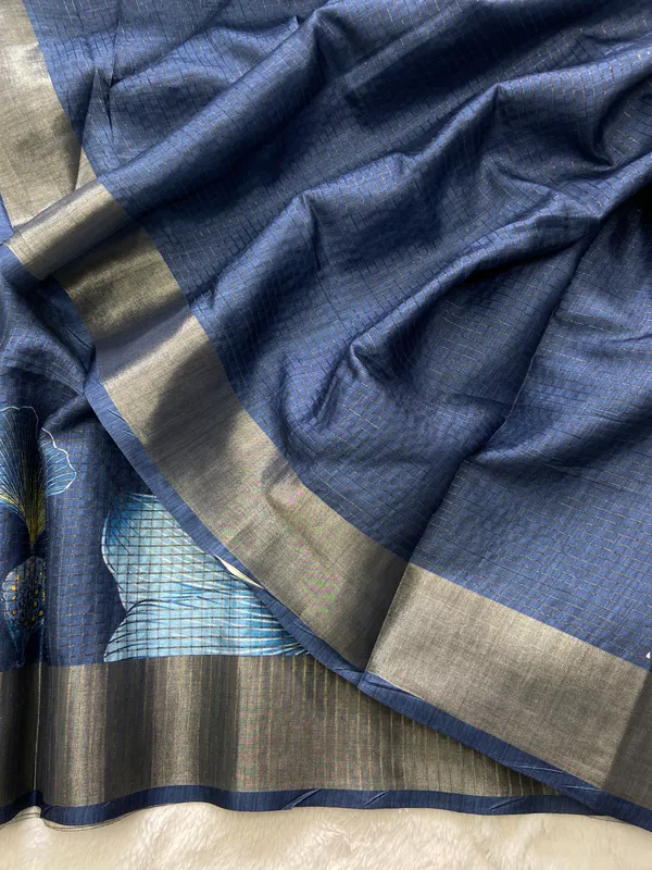 Suhasini_Blue_–_Smiling_Aesthetic_Edit_for_You_|_Soft_Tussar_Silk_Saree_with_Digital_Print,_Checks_Design_Saree_&_Digital_Print_Blouse_with_Tassels