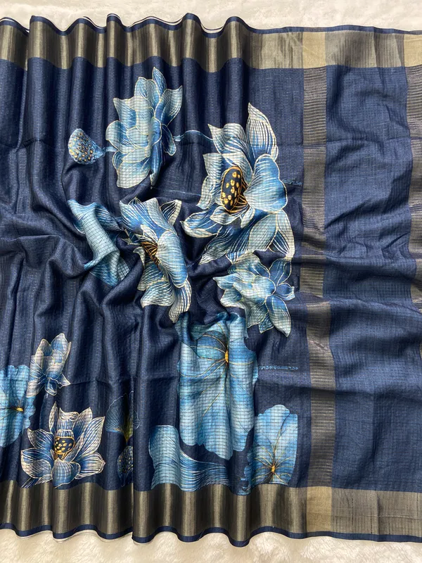 Suhasini_Blue_–_Smiling_Aesthetic_Edit_for_You_|_Soft_Tussar_Silk_Saree_with_Digital_Print,_Checks_Design_Saree_&_Digital_Print_Blouse_with_Tassels